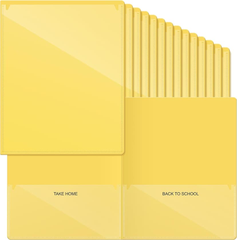 Henoyso 48 Pcs Folders Take Home Heavy Duty 2 Pocket Homework Folder for Students Parent Teacher Communication,11.8 x 9.45 Inch(Yellow)