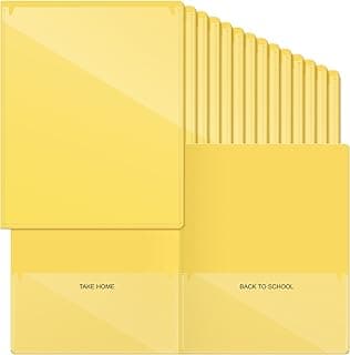 Henoyso 48 Pcs Folders Take Home Heavy Duty 2 Pocket Homework Folder for Students Parent Teacher Communication,11.8 x 9.45 Inch(Yellow)