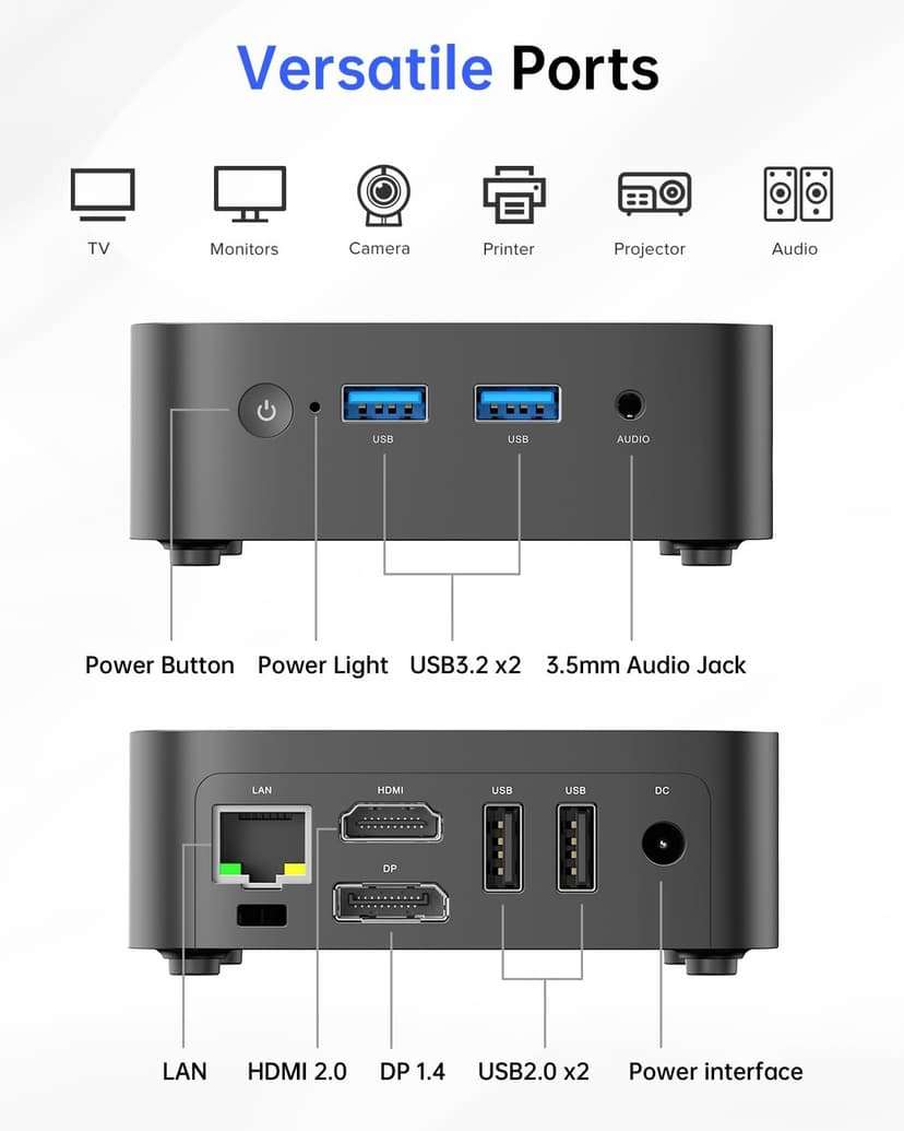 ACEMAGIC Black Vista V1 N97 Mini PC,16GB DDR4 RAM 512GB SSD Mini Computers, 12th Gen N97(Beat N100/N95, up to 3.6GHz) 4K Dual Display/WiFi for Home/Office,Win 11 Pro Small Desktop Computer