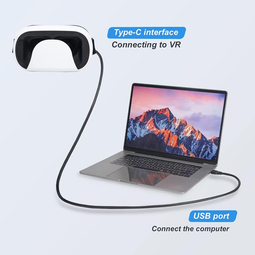 VR Link Cable 15ft,Compatible for Qculus Quest 2,Fast Charging & PC Data Transfer Cable for VR Headset and Gaming PC