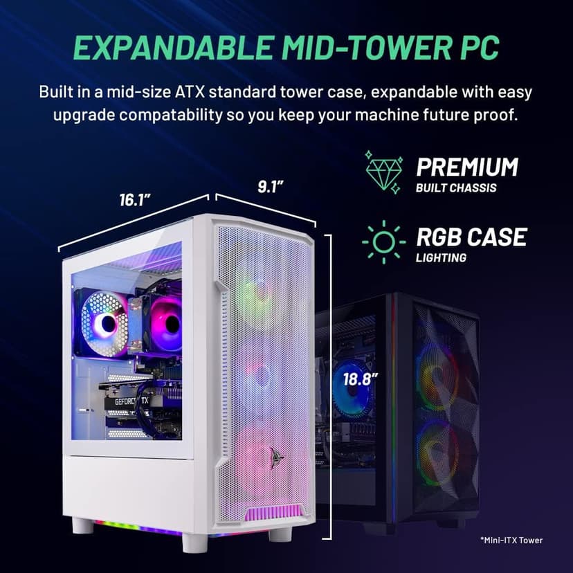 Skytech Archangel Gaming PC Desktop, Intel i5 13400F 2.5 GHz (4.6GHz Turbo Boost), NVIDIA RTX 4060 8GB GDDR6, 2TB SSD, 32GB DDR5 RAM 5200 RGB, 650W Gold PSU, Wi-Fi, Win 11 Home