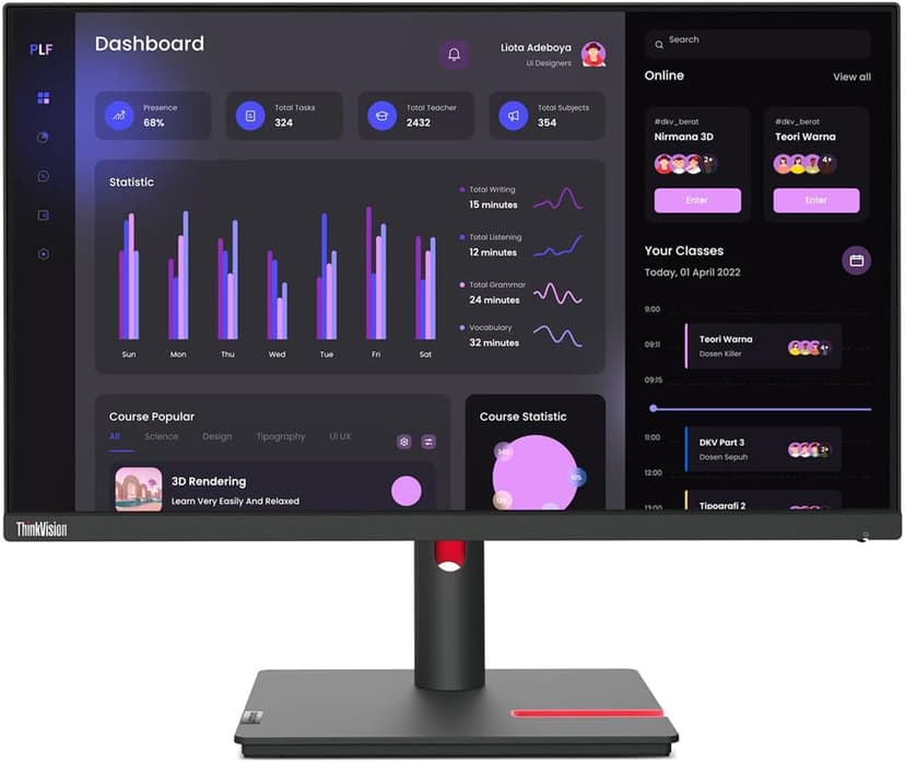 Lenovo ThinkVision T24i-30 23.8 Full HD WLED LCD Monitor - 16:9