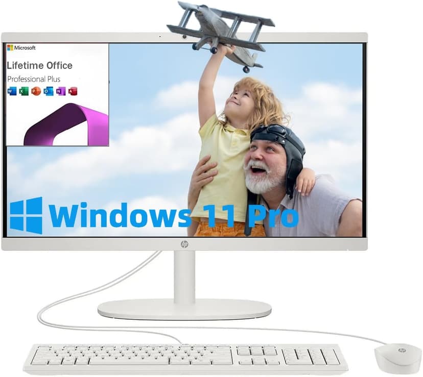 HP All-in-One Desktop Computer, Microsoft Office Lifetime License, Win 11 Pro, Wi-Fi 6, Bluetooth, Intel Celeron J4025 Processor, 21.5'' FHD Display (32GB RAM • 1TB SSD)