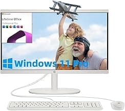 HP All-in-One Desktop Computer, Microsoft Office Lifetime License, Win 11 Pro, Wi-Fi 6, Bluetooth, Intel Celeron J4025 Processor, 21.5'' FHD Display (32GB RAM • 1TB SSD)