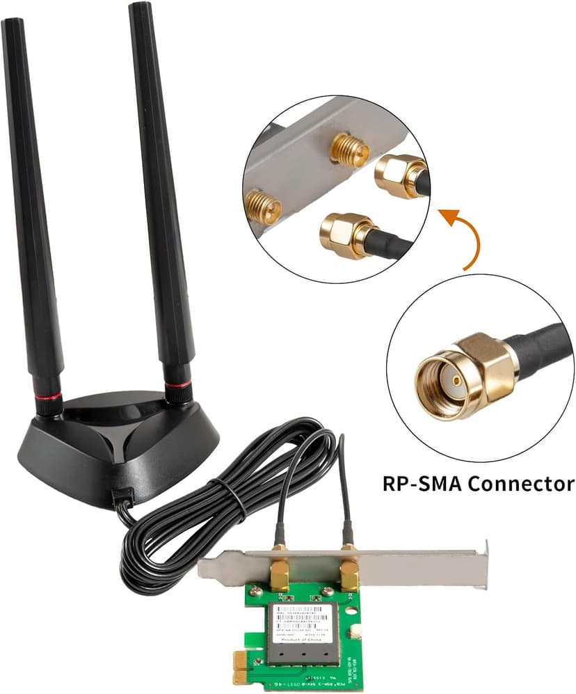 9dBi WiFi 6 6E Tri-Band 2.4GHz + 5 GHz + 6GHz Magnetic Base Gaming Antenna for WiFi 6 6E Router PC Desktop Computer PCI-E Card Bluetooth Gaming Motherboard
