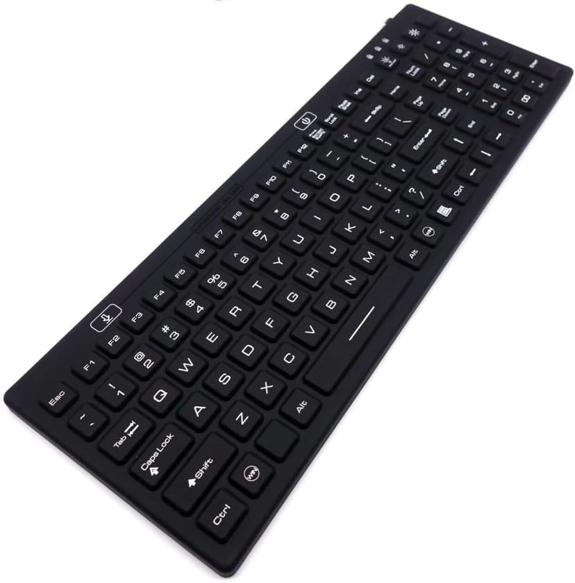 DS International DSI LED Backlit Keyboard with Number Pad - Industrial IP68 Waterproof Rugged Silicone IKB106BL