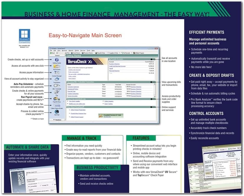 VersaCheck X1 2023 for QuickBooks - Finance and Check Creation Software [PC Download]