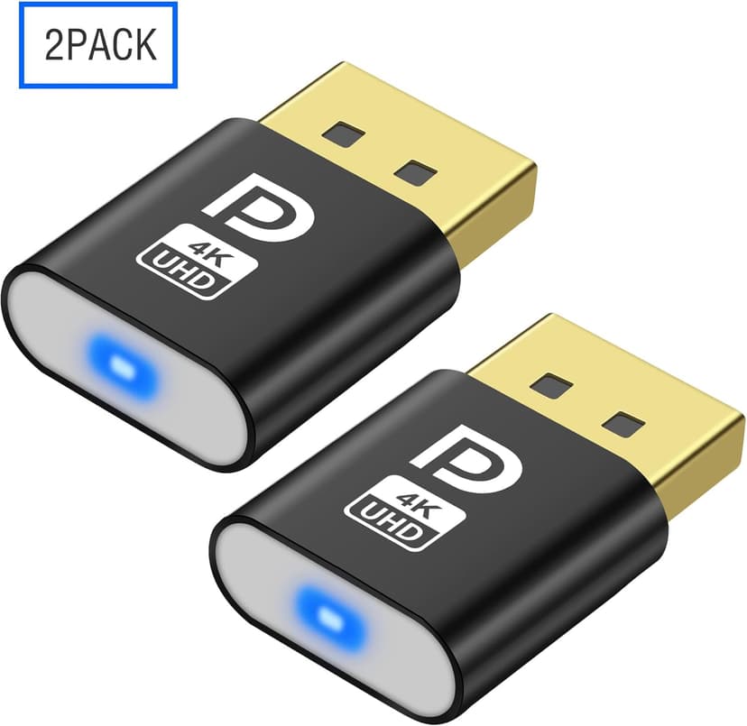 MEIRIYFA Display Port Headless Ghost Display Emulator, 4K Displayport Dummy Plug EDID Emulator Virtual Display Adapter for Crypto Mining, Remote Servers, Virtual Desktops (2Pcs)