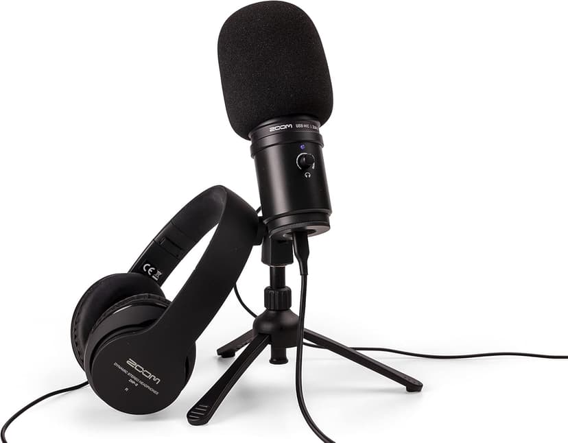 Zoom ZUM-2 Podcast Mic Pack, Podcast USB Microphone, Headphones, Tripod, Windscreen, USB Cable, For Recording and streaming Podcasts, Music, Voice-Overs, and more,Black