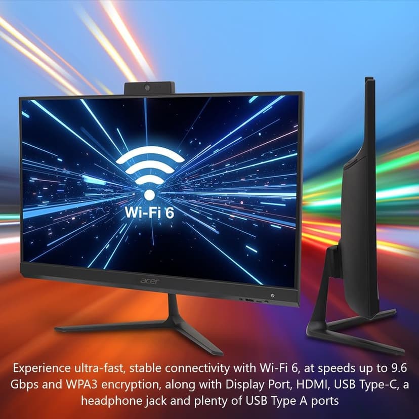 acer Aspire C24 AIO Desktop | 23.8" Full HD IPS 120Hz Display | Intel Core i3-1305U | Intel UHD Graphics | 8GB DDR4 | 512GB PCIe SSD | Wi-Fi 6 | USB Keyboard & Mouse | C24-2YE13U3UNL-UR11
