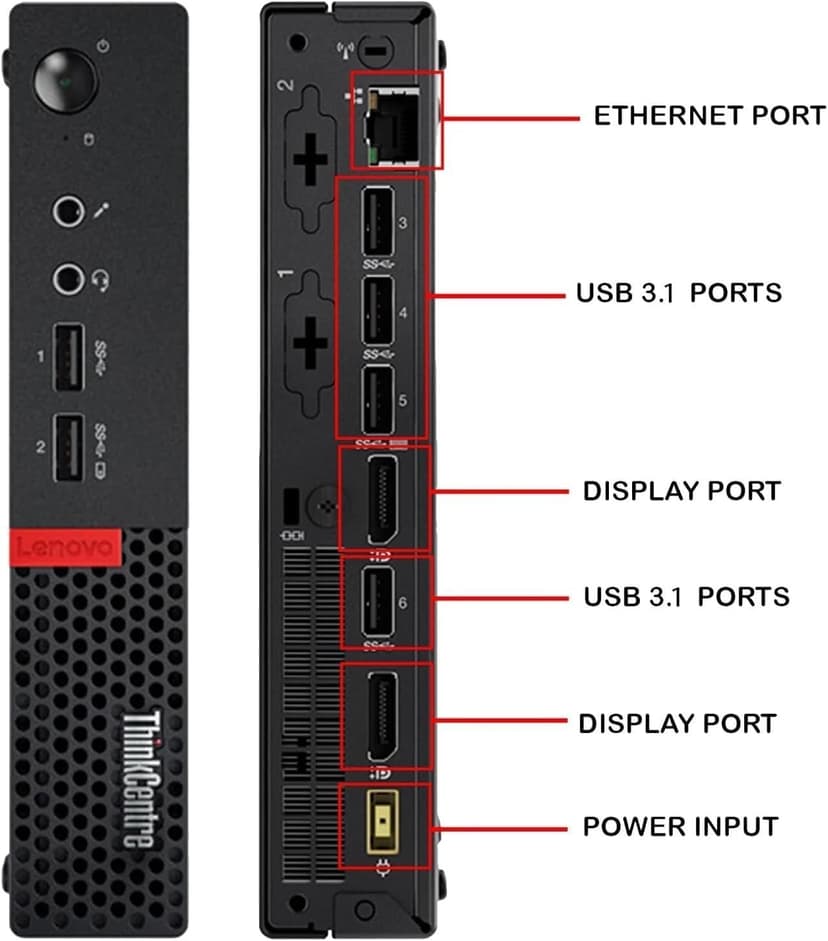 Lenovo ThinkCentre M910Q Tiny Desktop Computer, Intel Core i7-6700T Upto 3.6GHz, 32GB RAM, 1TB NVMe SSD, 4K 3-Monitor Support DisplayPort, HDMI, AC Wi-Fi, Bluetooth - Windows 10 Pro (Renewed)