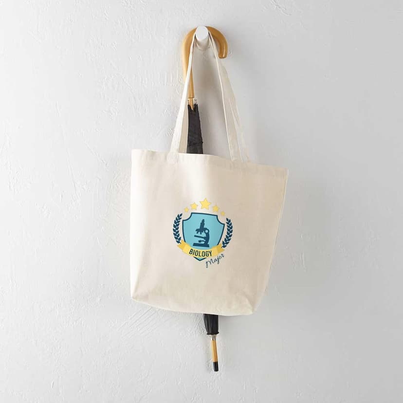 CafePress Biology College Major Science Microscope Shield Em Reusable Natural Beige Canvas Shopping Bag