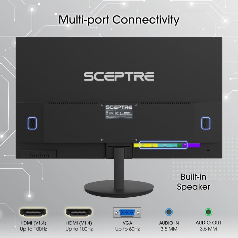 Sceptre E275W-19203R 27 inch1080P LED Monitor 99% sRGB 2X HDMI VGA Build-In Speakers, Machine Black (E275W-19203R series)