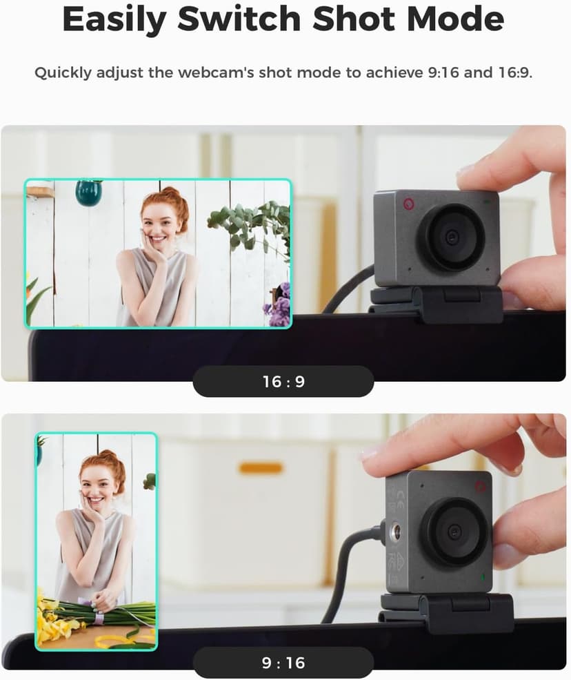 OBSBOT Meet SE 1080P 100FPS Webcam for PC, AI Framing Streaming Camera with 1/2.8" Sensor, Beauty Mode, Gesture Control, DOL HDR, Web Camera for Desktop Computer, Laptop,Meeting, etc. (Space Grey)