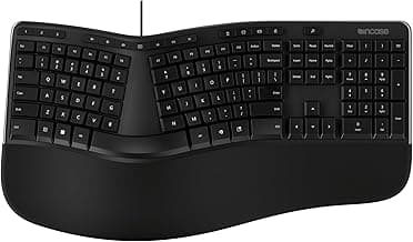 Incase Ergonomic Keyboard – Designed by Microsoft – Refined Ergonomic Design, Built-in Shortcuts Keys, Layered Palm Rest for Elevated Wrist Support, Integrated Number Pad – Black