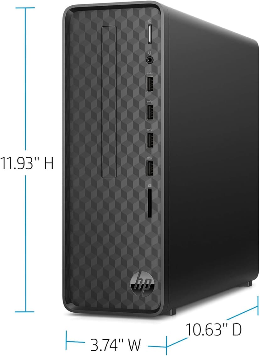 HP High Performance Slim Desktop PC, Intel Core i3-12100 Processor, 12GB DDR4 RAM, 512GB PCIe SSD DVD, Wi-Fi, HDMI, VGA, Keyboard + Mouse, Windows 11 Professional, Black