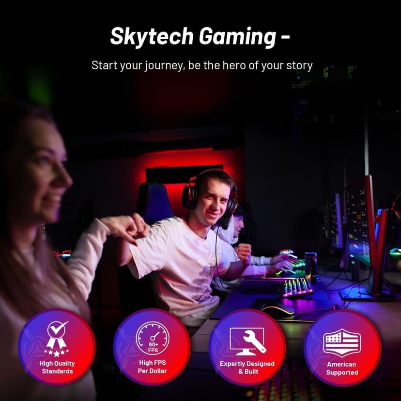 Skytech Shiva Gaming PC Desktop, Ryzen 5 5600GT 3.6 GHz (4.6GHz Turbo), AMD Radeon Vega 7 Integrated, 500GB NVMe SSD, 16GB DDR4 RAM 3200, 650W Gold PSU, Wi-Fi, Win 11