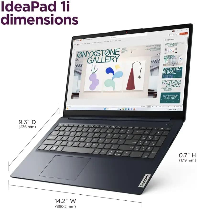 Lenovo Ideapad 1 15.6" HD Laptop, Intel Celeron N4500, 4GB DDR4, 128GB eMMC, W11HS, One-Year Microsoft Office 365, Abyss Blue, 82LX00D3US