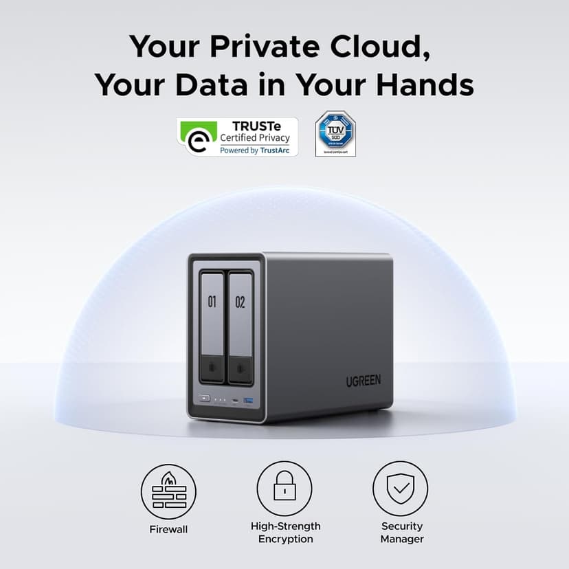 UGREEN NASync DXP2800 2-Bay Desktop NAS, Intel N100 Quad-core CPU, 8GB DDR5 RAM, 2.5GbE, 2 * M.2 NVMe Slots, 4K HDMI, Network Attached Storage (Diskless)