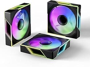 120mm ARGB Computer Case Fan, 4 Pin PWM, Silent Computer Cooler with Infinity Mirror 1550RPM (3 Pack, Black,120mm)