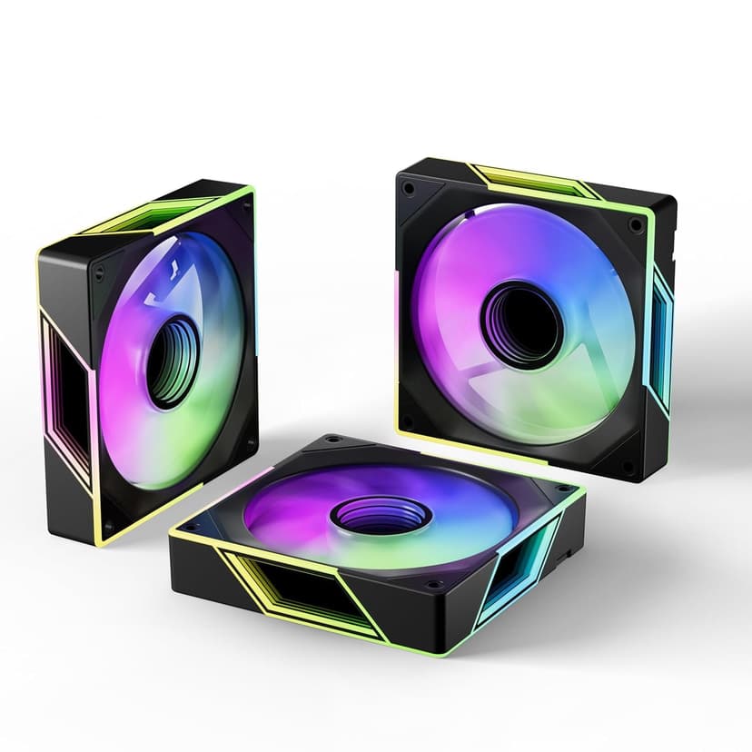 120mm ARGB Computer Case Fan, 4 Pin PWM, Silent Computer Cooler with Infinity Mirror 1550RPM (3 Pack, Black,120mm)