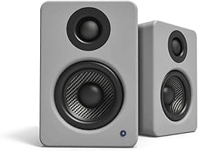 Kanto YU2MG PC Gaming Desktop Speakers | 3" Composite Drivers | 3/4" Silk Dome Tweeter | Class D Amplifier | 100 Watts | Built-in USB DAC | Subwoofer Output | Pair | Matte Grey