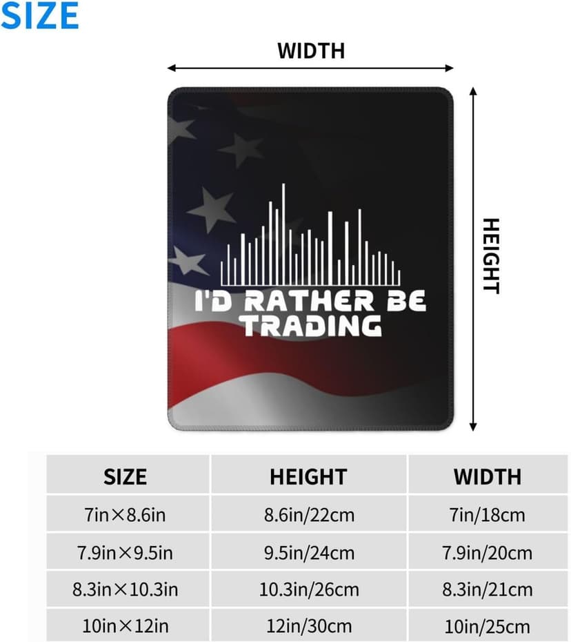 I'd Rather Be Trading Traders Forex Stocks Day Mouse Pad Durable Green and Environmentally Friendly Locked Edge for Men Women