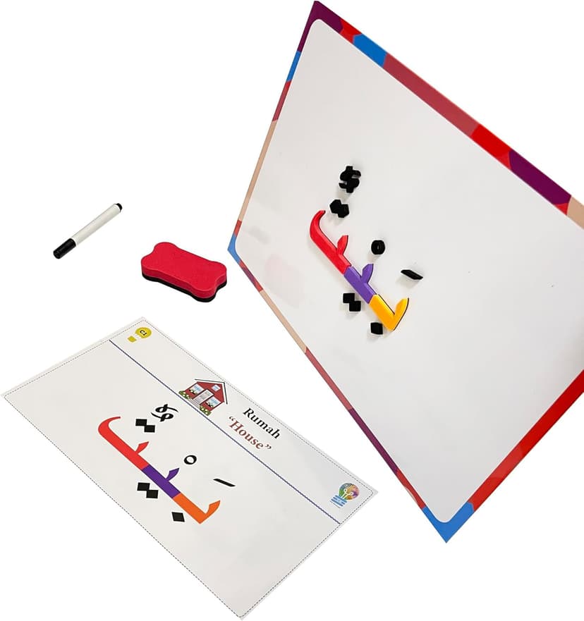 Magnetic Arabic Letters Kit 374 Pcs for Kids, Arabic Alphabet Puzzle Board, 30 PCS Arabic Flash Cards, Arabic Learning Toys for Toddlers