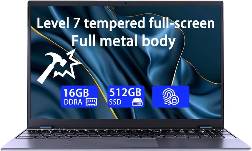 Morostron Win11 Laptop Computer, 15.6 Inch N5095 Quad core 16GB RAM 512G SSD, FHD 1920 * 1080 IPS Display Notebook PC, Backlit Keyboard, Finger Print Touch ID, AC WiFi,All-Metal Body