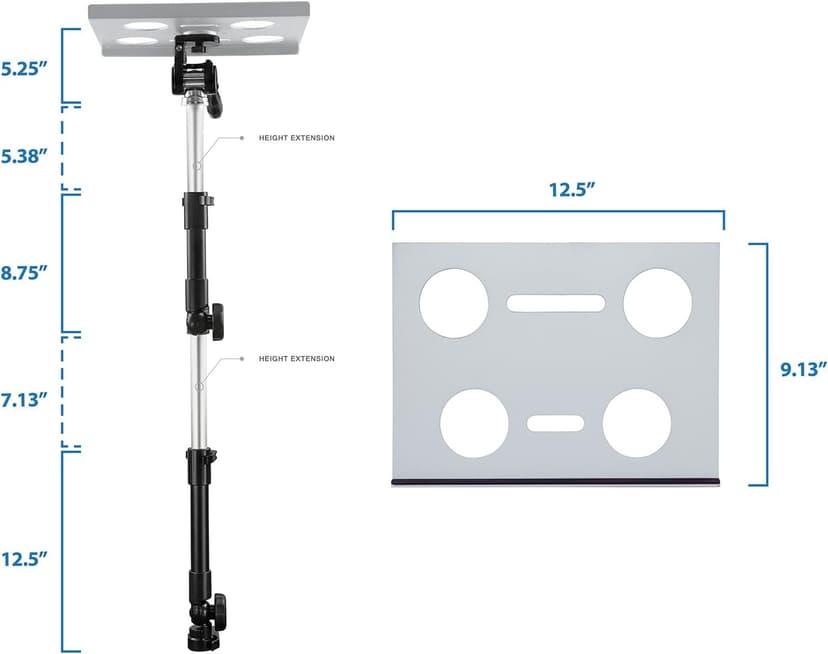 Mount-It! Car Laptop Mount | No-Drill Laptop Vehicle Mount for Truck & Van Use at Front Passenger Seat | Adjustable Height Fits 12-15.4 Inch Screens, 9 Lbs Capacity, Full Motion and Lockable Joints