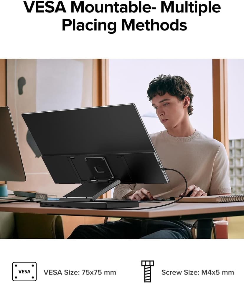 Portable Monitor Touchscreen 21.5 inch 120hz, FHD 1080P Portable Gaming Monitor w/VESA Kickstand HDR Speakers USB C Mini HDMI for Phones PC Gaming Devices, Travel Second Screen for Business