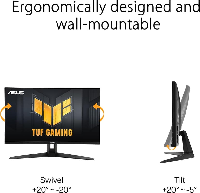 ASUS TUF Gaming 27” 1440P HDR Monitor (VG27AQ3A) – QHD (2560 x 1440), 180Hz, 1ms, Fast IPS, 130% sRGB, Extreme Low Motion Blur Sync, Speakers, Freesync Premium, G-SYNC Compatible, HDMI, DisplayPort