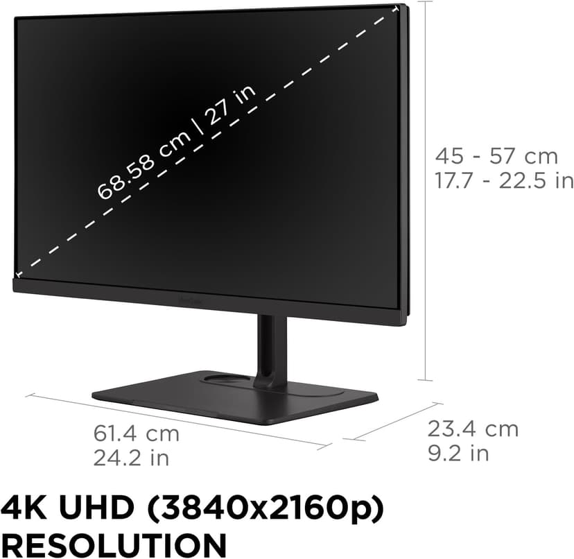 ViewSonic VP2776T-4K 27 Inch 4K UHD IPS Monitor with Advanced Ergonomics, Thunderbolt 4, 100% sRGB Rec 709, Pantone Validated, USB C, HDMI 2.1, and DP Daisy Chain for Home and Office