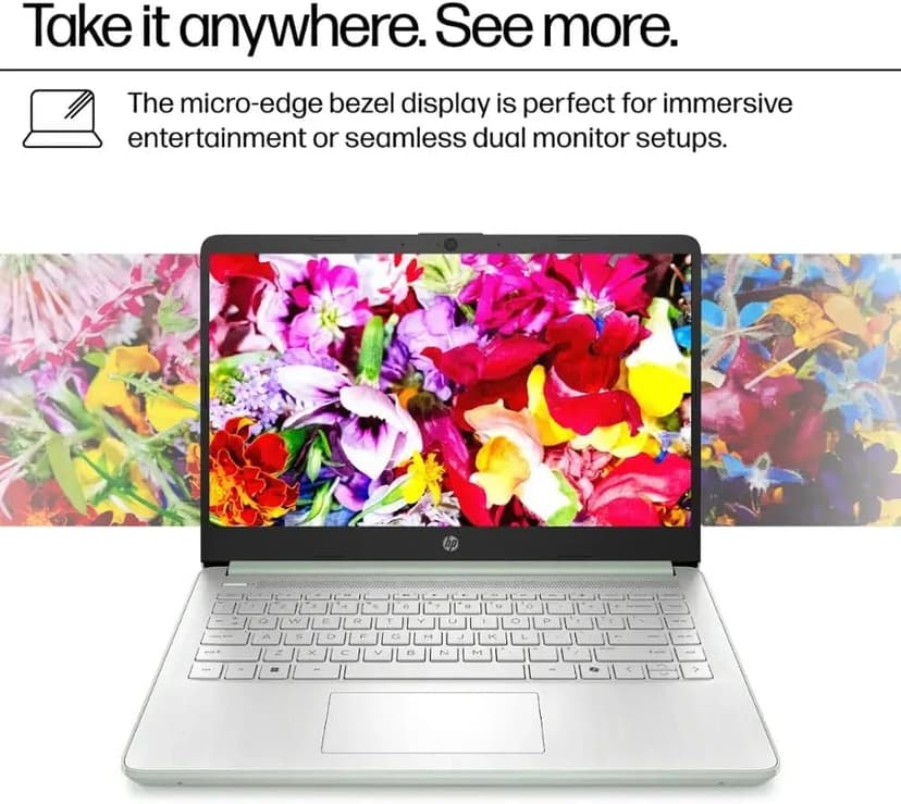 HP 14 Ultrabook • Back to School Limited Edition w/Microsoft 365 • Intel 4-Core CPU • 16GB RAM • 1.6TB Storage (128GB OnBoard w/ 512GB Portable Drive + 1TB OneDrive) • Willow Green • Win 11
