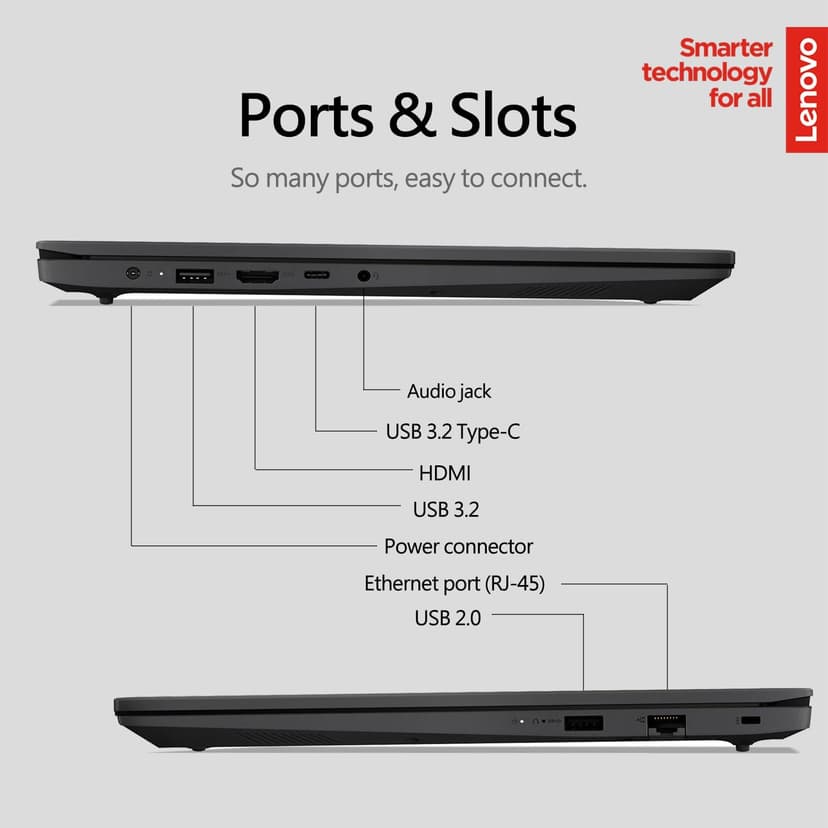 Lenovo New V15 Essential Laptop | Intel Multitasking 4-core Processor | 32GB RAM | 1TB SSD | 15.6" FHD 1080p Display | Ethernet RJ-45 | Rugged Design | Windows 11 Pro | WOWPC Recovery USB