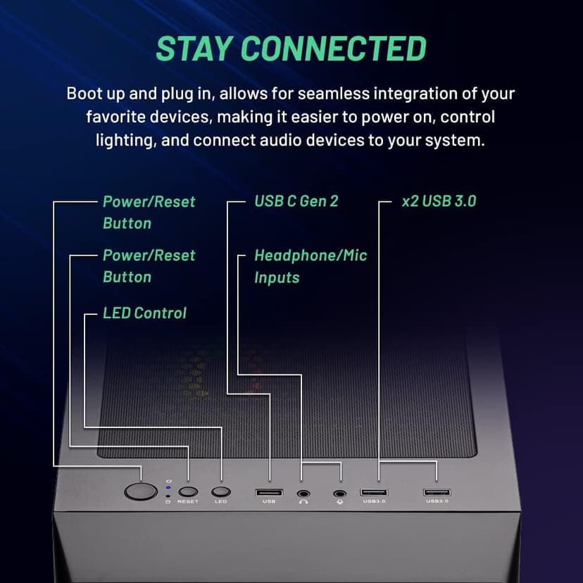 Skytech Nebula Gaming PC Desktop, Ryzen 7 7700 3.8 GHz (5.3GHz Turbo), NVIDIA RTX 5060 8GB, 1TB NVMe SSD, 16GB DDR5 RAM 6000, 650W Gold PSU, Wi-Fi, Win 11