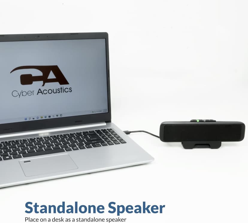Cyber Acoustics USB Speaker Bar (CA-2890) – Stereo USB Powered Speaker, Easily Clamps to Monitor, Convenient Controls