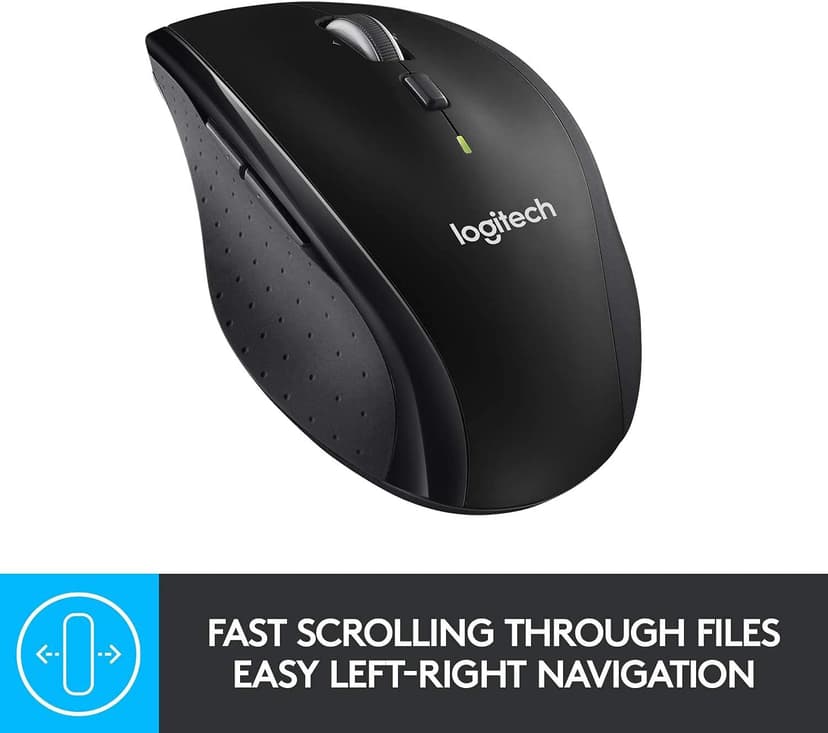 Logitech M705 Wireless Marathon Mouse for PC - Long 3 Year Battery Life, Ergonomic Shape with Hyper-Fast Scrolling and USB Unifying Receiver for Computer and Laptop - Black (Renewed)