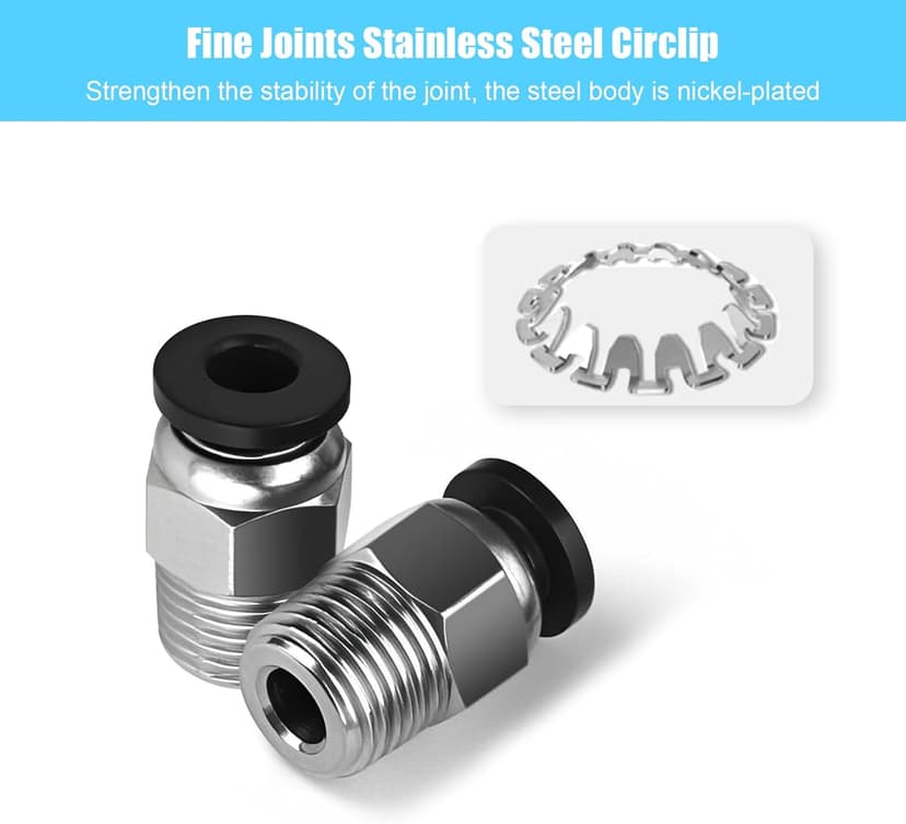 10PCS Premium PC4-M10 Pneumatic Quick Connector Fittings, Bowden Tube Coupler Male Straight PTFE Tube Push for E3D-V6, Bowden Extruder Parts Compatible with Ender-3 and Ender-3 V2 3D Printer