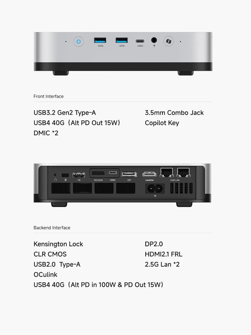 MINISFORUM Mini PC AI X1 Pro AMD Ryzen AI 9 HX370(12 Cores/24 Threads, up to 5.1GHz)&AMD Radeon 890M Mini Gaming Computer,32GB DDR5 1TB PCIe 4.0 SSD, 8K Quad Display,Dual 2.5 LAN/WiFi 7/BT5.4/Oculink