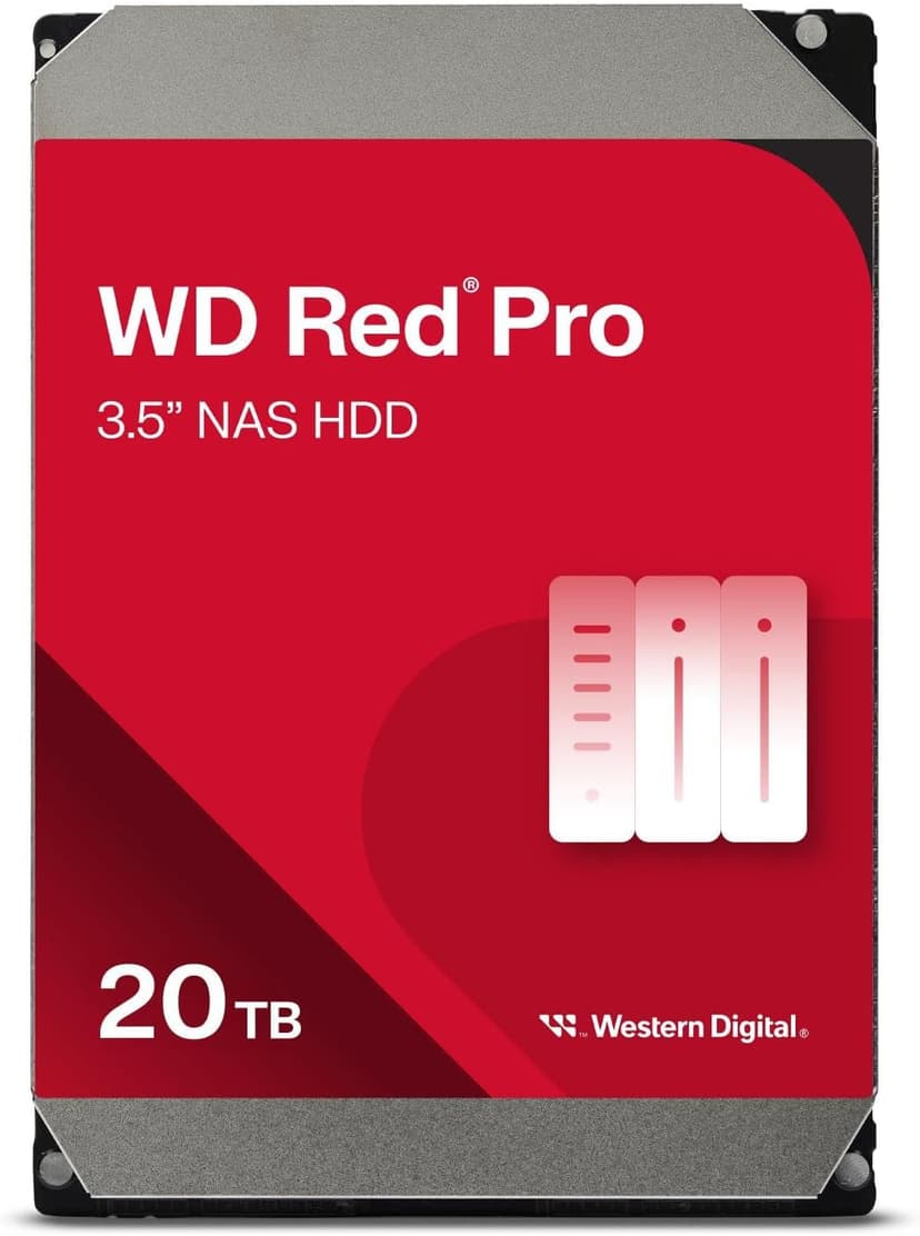 Western Digital 20TB WD Red Pro NAS Internal Hard Drive HDD - 7200 RPM, SATA 6 Gb/s, CMR, 512 MB Cache, 3.5" - WD201KFGX