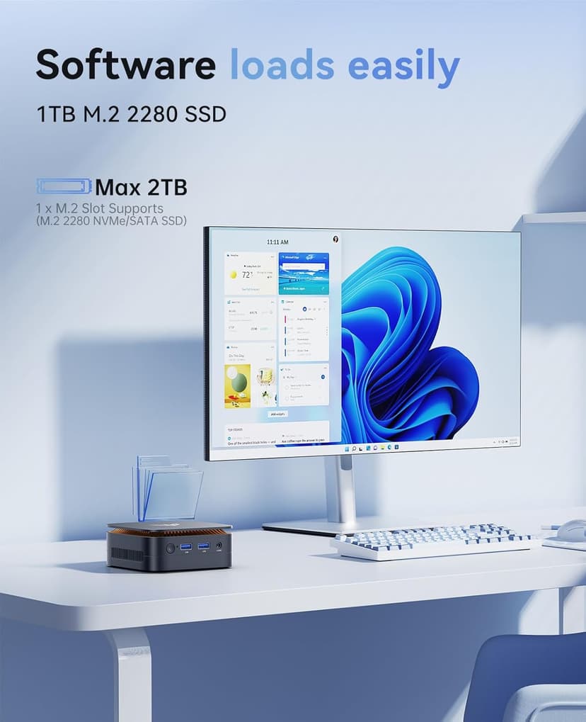 KAMRUI Mini PC Computer, Intel Processor N97 (up to 3.6 GHz), 16GB DDR4 RAM 256GB M.2 SSD, Mini Desktop Computer Support Dual 4K, WiFi, Bluetooth, Ethernet, HTPC for Business, Education, Home