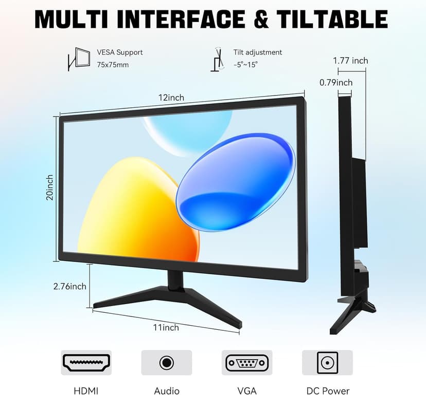 22" Touchscreen Monitor IPS FHD 1920x1080P PC Monitor, 10-Point Touch Screen Computer Display with HDMI VGA Ports, Built-in Speakers, VESA Wall Mountable, Black