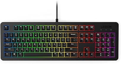 Lenovo Legion K310 RGB Wired Gaming Keyboard - Ultra-Fast Reaction Time with Tactile Keys, Quiet Key Membrane Switches, Silent Operation, RGB Illumination - Water Resistant & Compact Design