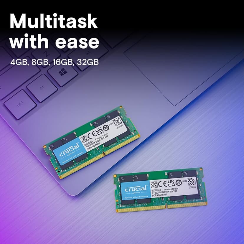 Crucial 16GB DDR4 RAM Kit (2x8GB), 3200MHz (PC4-25600), Downclockable to 2933/2666MHz Laptop Memory SODIMM 260-Pin, Compatible with 13th Gen Intel Core and AMD Ryzen 7000 - CT2K8G4SFRA32A