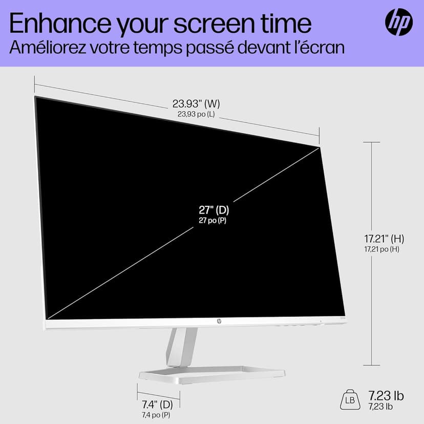 HP Series 5 27 inch FHD Monitor, Full HD Display (1920 x 1080), IPS Panel, 99% sRGB, 1500:1 Contrast Ratio, 300 nits, Eye Ease with Eyesafe Certification, 527sa (2024)