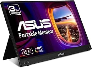 ASUS ZenScreen 15.6” 1080P Portable Monitor (MB16ACV) - Full HD, IPS, Eye Care, Flicker Free, Blue Light Filter, Kickstand, USB-C Power Delivery, for Laptop, PC, Phone, Console