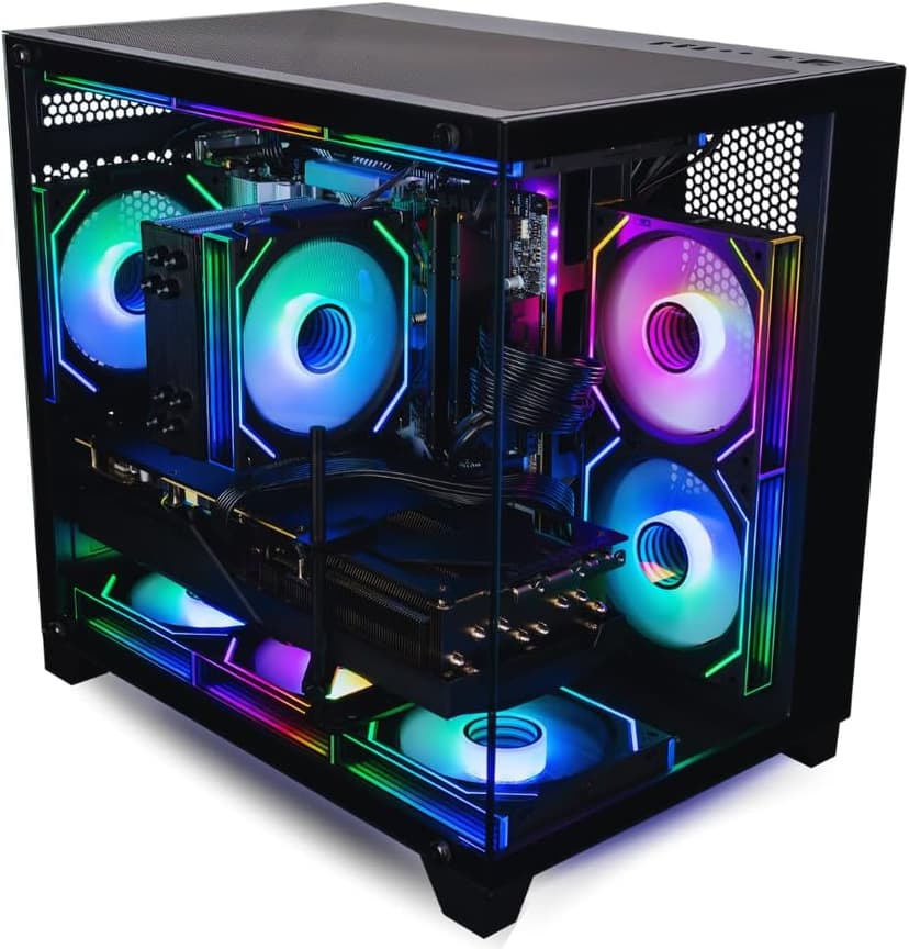Panorama Gaming Desktop PC (NVIDIA RTX 5060 Ti 8GB, AMD Ryzen 7 5700X Processor, 32GB DDR4 RAM, 1TB NVMe M.2 SSD, WiFi 6E, HDMI + DP, Windows 11 Pro) Best 2025 RGB Prebuilt Tower Computer for Gamers