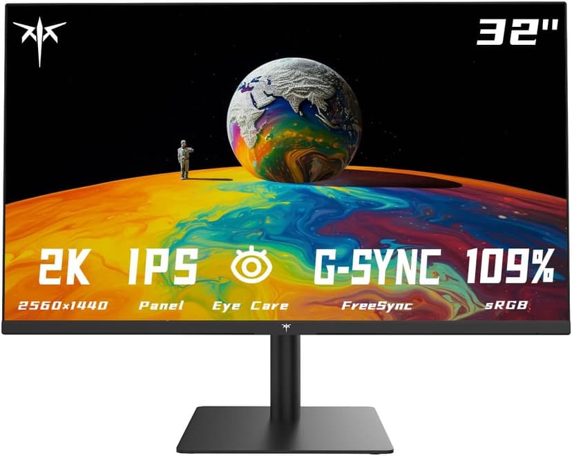32 Inch 2K Monitor, 1440P IPS Computer Monitor, 100Hz Frameless QHD PC Monitor for Office & Gaming, Eye Care, G-Sync/FreeSync, 109% sRGB, HDR, HDMI/DP, Tilt Adjustable, VESA Mountable, H32T13