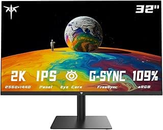 32 Inch 2K Monitor, 1440P IPS Computer Monitor, 100Hz Frameless QHD PC Monitor for Office & Gaming, Eye Care, G-Sync/FreeSync, 109% sRGB, HDR, HDMI/DP, Tilt Adjustable, VESA Mountable, H32T13